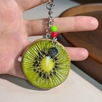 Nouveauté très demandée : Porte-clés en résine en forme de tranche de fruit, mignon et léger, pendentif breloque fruit simulé, ornement de sac pour filles