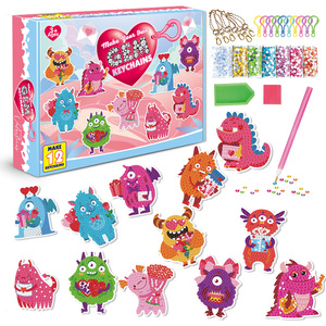 JiangXing ジェム ダイヤモンドペインティング アートキット 子供向け かわいいステッカー キーホルダー DIYツール クラフト用品 子供へのギフト - Product Image 6