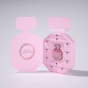 Boîte de calendrier de l'avent parfumée rose octogonale FX avec 12 tiroirs, fermeture magnétique, design de Noël imprimé UV - Product Image 6