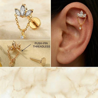 Piercing Labret sans filetage en Titane ASTM F136, motif Fleur, pour Hélix et Cartilage, Bijou de Mode pour Femme, Vente en Gros