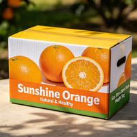 Op maat bedrukte zonne-oranje verpakkingsdoos met handvat, sterke waterdichte golfkartonnen fruitverzenddoos