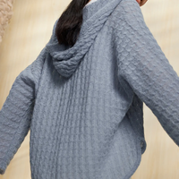Streetwear Mohair Pull à capuche en laine de mouton de couleur unie col en v pour femmes