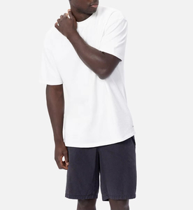 T-shirt Homme Streetwear en Gros 100% Coton Oversize Col Côtelé Épais Épaules Tombantes Personnalisé Effet Vieilli Blanc pour Hommes - Product Image 3
