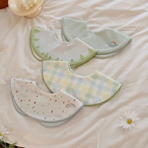 Aiwoyoo Babero de Algodón con Borde en Contraste y Patrón de Dibujos Animados de Animales para Bebés y Niños Pequeños de 26 Pulgadas, Absorbente y de Secado Rápido - Product Image 1