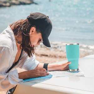 Gobelet isotherme de 30 oz avec couvercle, en acier inoxydable, tasse à double paroi, gobelet de voyage réutilisable, revêtement en poudre, anti-fuite - Product Image 6