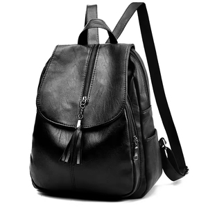 Wholesale All New <b>Cheap</b> Custom Logo Bag with Tassel Black Fashion College Bags Leather <b>Backpack</b> for Women School Bag - Product Image 6