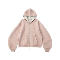 Hoodie pria warna Solid kualitas tinggi, Hoodie ukuran besar, kaus hoodie ritsleting, pakaian sisi ganda katun lapisan udara reversibel