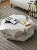 Table basse moderne italienne Normcore en ardoise polygonale diamantée, mobilier de salon mobile pour grand appartement