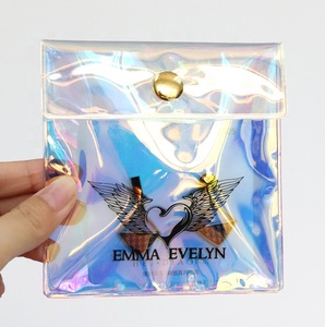 Small Pvc Holographic Shinny Laser Plastic Envelope Pouch with Metal Button for Jewelry Earring <b>Ring</b> Necklace Packaging Bag - Product Image 2