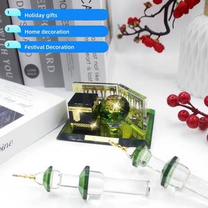 Fábrica de Artesanía en Cristal Vende al por Mayor Símbolos Islámicos Pintados en Oro, Decoraciones de Mesa para Fiestas Musulmanas, Artículos para Ramadán - Product Image 1