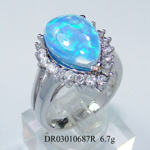 Monili di modo Blu Opale Anelli D'argento con la CZ DR032853R delle Disegni per la <span class=keywords><strong>Ragazza</strong></span> - Product Image 2