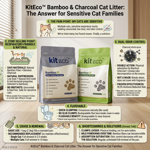 KIT ECO 2.5kg Natural Eco-Friendly Biodegradable Flushable Fast Clumping 99% Low Dust Deodorant Bamboo Cat Litter