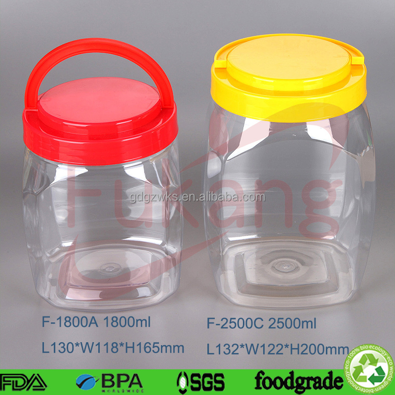 2500 ml carré vide pots à bonbons en plastique miel conteneur de stockage
