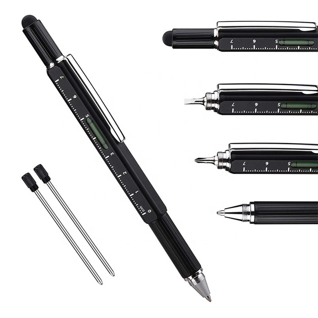 6 in 1 Multitool Pen Cool Tech Tool Pen EDC Gadgets Screwdriver Pen with Ruler, Level, Stylus Ballpoint Pen Unique Gifts for Men