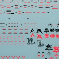 Feuilles entières de décalcomanies à transfert d'eau en papier ultra-fin, motif Fédération Sci-fi Mecha, emblèmes héraldiques rose fluorescent, compatibles avec les couches de finition