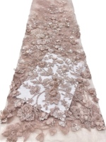 Tissu en dentelle brodée de perles et de paillettes vertes pour robes de mariée, vêtements élégants et luxueux