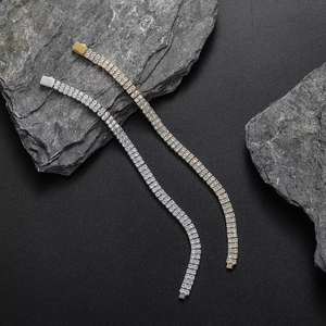 6Mm <b>Copper</b> Micro-inlaid Zircon Double-row <b>Bracelet</b>, Hip-hop <b>Bracelet</b>, Tennis Chain. Tanjing Fashion Lijing Necklace - Product Image 1