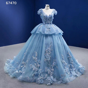 Robes de luxe pour femmes Rsm67470, robe de bal bleue de haute qualité, dentelle brodée, robe de soirée - Product Image 2