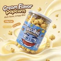 Pasokan Pabrik Popcorn Rasa Krim Instan 118g Kaleng Bebas Gluten OEM Label Pribadi Siap Santap untuk Dewasa Anak-anak Camilan Malam Hari