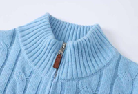Pull d'hiver personnalisé pour homme 100% coton avec logo brodé, fermeture éclair et col brodé Logoza, tricot torsadé
