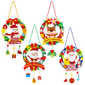 Couronne <span class=keywords><strong>de</strong></span> <span class=keywords><strong>Noël</strong></span> <span class=keywords><strong>de</strong></span> haute qualité avec lumières, faite à la main pour enfants, pendentif créatif DIY, <span class=keywords><strong>décoration</strong></span> <span class=keywords><strong>de</strong></span> <span class=keywords><strong>maternelle</strong></span> 21*45cm en tissu - Product Image 6