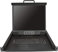 Consola KVM de 8 Puertos para Montaje en Rack con Cables de 6 pies - Conmutador KVM Integrado con Monitor LCD de 19 Pulgadas - KVM LCD 1U Completamente Equipado