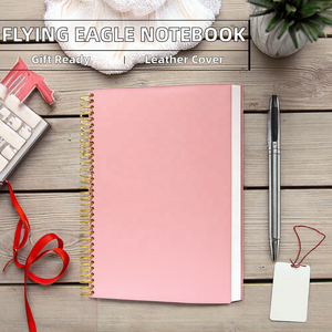 A5 Leather Cover Spiral Notebook <strong>Journal</strong> School College Ruled Composition Wire Bound Gift Pink - Product Image 2