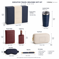 Kit de Regalo Ejecutivo Personalizado para Viajes con Porta Pasaportes, Etiqueta para Equipaje, Bolsa para Termo, Antifaz para Dormir, para Programas de Viaje de Clientes VIP