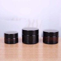 30 50 60 100 ml pot cosmétique en verre ambré rond petit vide 10g 15g 20g 30g 50g 60g 100g 5g pot de crème pour le visage avec couvercle noir