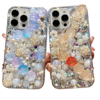 Coque de téléphone de luxe à fleurs scintillantes et diamants en stock pour IPhone16 15 14 13 Pro Max Plus