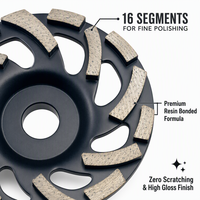Disque de polissage diamanté à liant résineux de 125 mm à 16 segments, alésage de 22,23 mm pour meuleuse d'angle, restauration de sols en béton et marbre