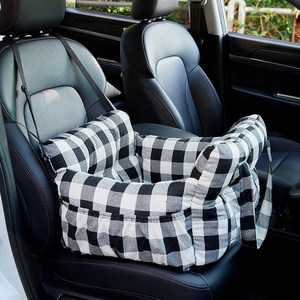 Siège de voiture pour animaux de compagnie classique à carreaux et rayures, 2-en-1, siège surélevé portable pour chien et sac de transport avec ceinture de sécurité pour chiens de petite et moyenne taille - Product Image 2