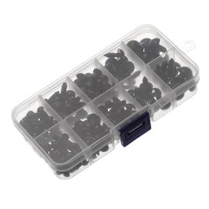 100 Pièces Yeux de sécurité en plastique pour poupées avec boîte de rangement, Accessoires DIY pour animaux, marionnettes et poupées, Yeux noirs artisanaux avec rondelles - Product Image 1
