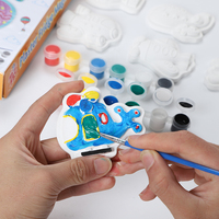 Kit de Peinture Créative en Plastique pour Enfants de 5 à 7 Ans, Vente en Gros Usine, avec 6 Couleurs de Peinture Acrylique et Pinceaux