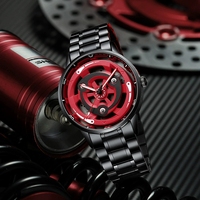 Reloj de Pulsera de Cuarzo de Lujo, Resistente al Agua, con Diseño de Caleidoscopio Sharingan Giratorio 3D de Anime Japonés, de Acero Inoxidable, de 42 mm