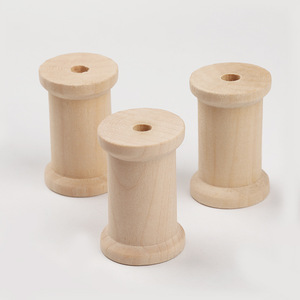 แกนม้วนไม้ 52x34 มม. ทำจากไม้บีช อุปกรณ์งานฝีมือสำหรับเก็บเชือกและสาย - Product Image 1