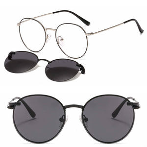 Montura de Gafas de Sol Metálicas Delgadas con <span class=keywords><strong>Clip</strong></span> Magnético Interno, <span class=keywords><strong>Lentes</strong></span> Ópticas Polarizadas de Forma Redonda, Modelo 33080 - Product Image 1