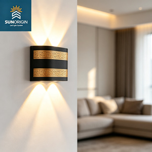 Lámpara de Pared LED Negra y Dorada de Estilo Europeo Minimalista, Iluminación Moderna para el Hogar, para Uso en Interiores, para Jardín Exterior, Alimentación por Corriente Alterna - Product Image 1