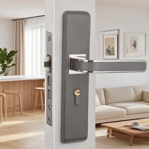 Bán buôn thiết kế hiện đại New thép không gỉ dày khóa cửa với hợp kim màu đen xử lý dài tấm gỗ khóa cửa - Product Image 5