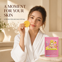 Pembersih Wajah Berbahan Kunyit dan Asam Kojic dengan Vitamin C B5, Bantalan Scrub Gula untuk Mengoreksi Noda Hitam, 40 Lembar