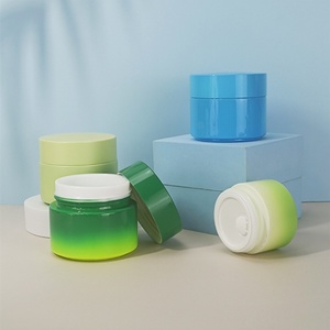 ขวดครีมโอปอลสีขาวทรงกลม บรรจุภัณฑ์เครื่องสำอางแบบพิเศษ ฝาสีหรูหรา ผลิตจากโรงงานโดยตรง ขนาด 100 กรัม สีเขียวด้าน สีฟ้า - Product Image 5
