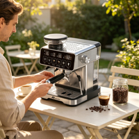 Anbo Professionelle 20 Bar Heim-Espressomaschine mit Kaffeebohnenmühle, Cappuccino-Espresso-Kaffeemaschine, Werksanpassung möglich