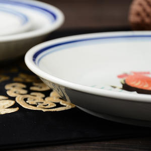 Plato de Cerámica Retro Azul y Blanco con Diseño de Gallo, Vajilla para Hotel, Plato para Arroz - Product Image 3