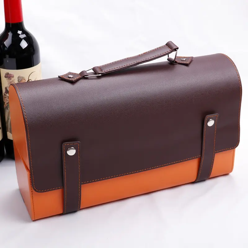 Caja de regalo de vino tinto de cuero personalizada clásica al por mayor de lujo Caja de champán Caja de vino Bolsa de almacenamiento de vino