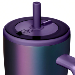Gobelet isotherme en acier inoxydable 40oz avec paille et couvercle, design moderne dégradé violet pour l'extérieur - Product Image 2