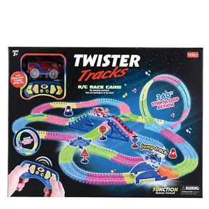 ITTL Remote control light luminous rotating roller coaster rail car train tracks toys orbit track slot car racing sets