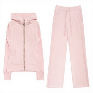 <span class=keywords><strong>Ensemble</strong></span> sweat à capuche doublé polaire Luludarling avec fermeture éclair dorée et pantalon taille haute à jambes larges pour <span class=keywords><strong>femme</strong></span> – Chaud, <span class=keywords><strong>d</strong></span>écontracté et amincissant - Product Image 2