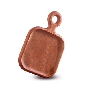 Plateau en bois d'ébène avec poignée, plateau de service en bois massif pour pizza, gâteau, steak, usage domestique, restaurant, hôtel - Product Image 4