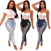 High Waist Skinny Denim Jeans for Women, Washed Holes