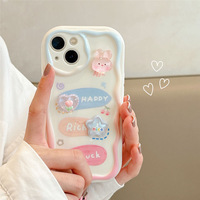 IVANHOE dessin animé 3D lapin dégradé étui pour iphone 14 13 12 11 Pro Max X Xr Xs 7 8 6 6s Plus SE 2 poignet chaîne lanière ours couverture
